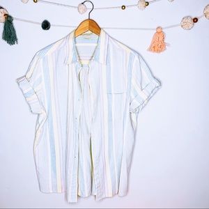 VINTAGE y2k pastel striped button up popover